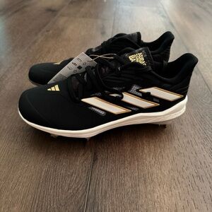 Adidas Core Black and Gold Cleats